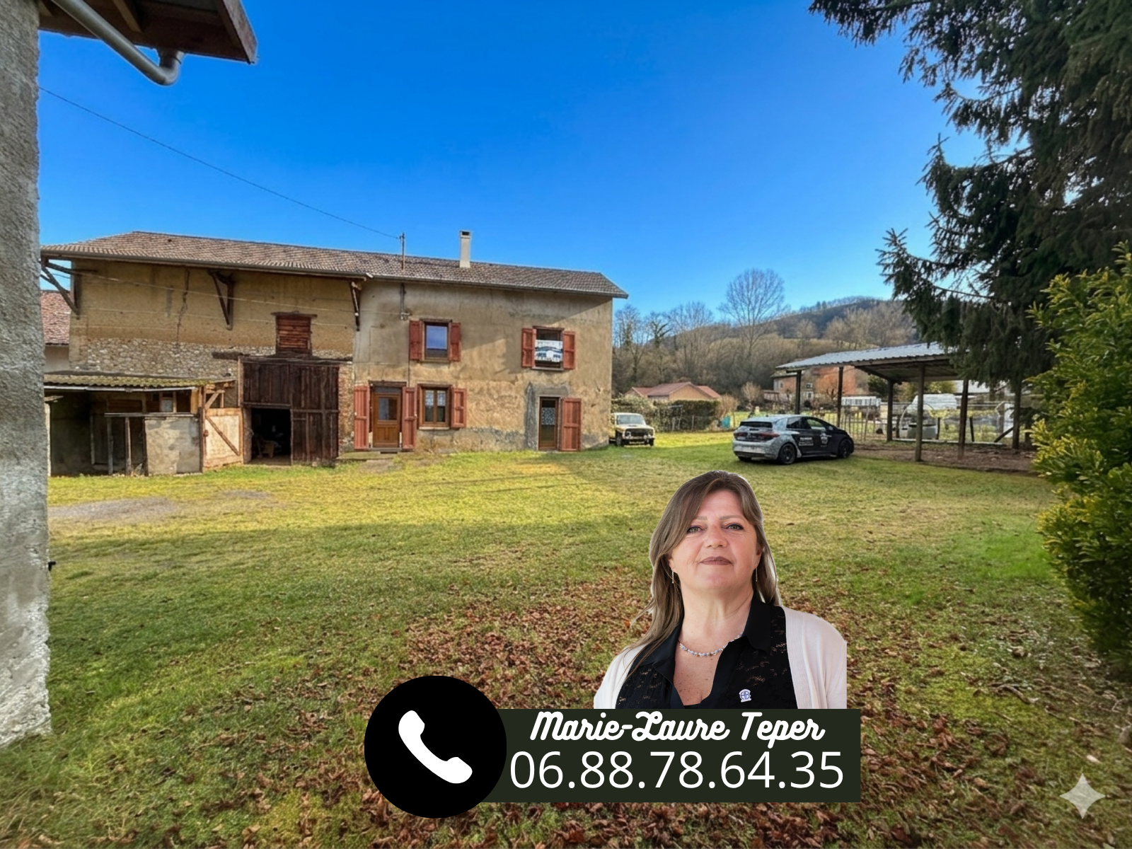 Ferme 90 m² habitables + Grange + Garage 42 m² - 900 m²  de terrain à VOIRON